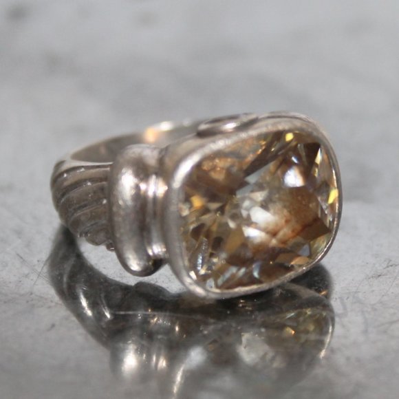 2 Tone 925 Sterling Silver Noblesse Cable Band Ring w Stones - Picture 3 of 15